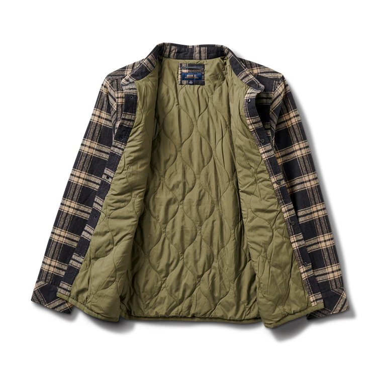 
                      
                        Open front view of the Black Backwoods Overshirt Jacket by Roark
                      
                    