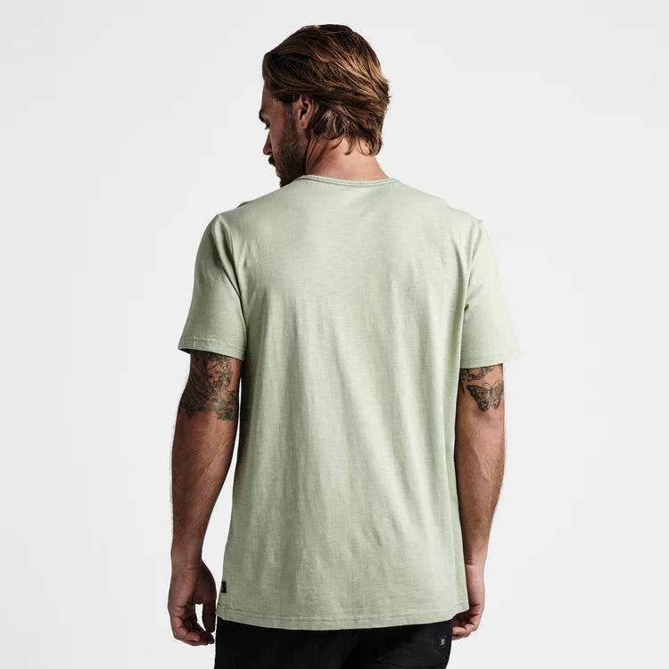 Back view of Roark's light green Well Worn Midweight Organic Cotton Tee