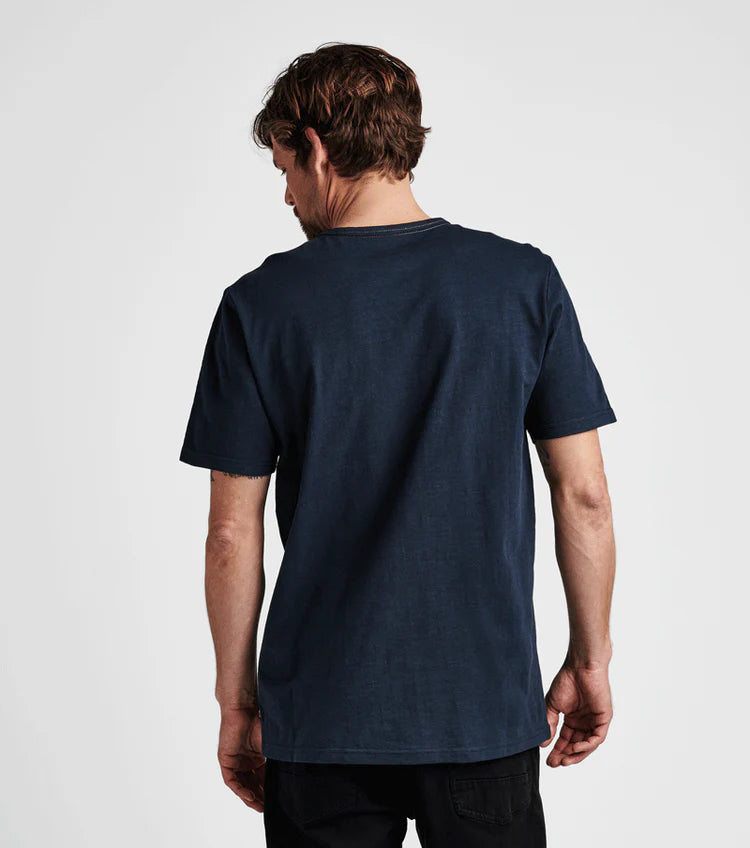 
                      
                        Back view of the Navy Well Worn Midweight Organic Cotton Tee by Roark
                      
                    