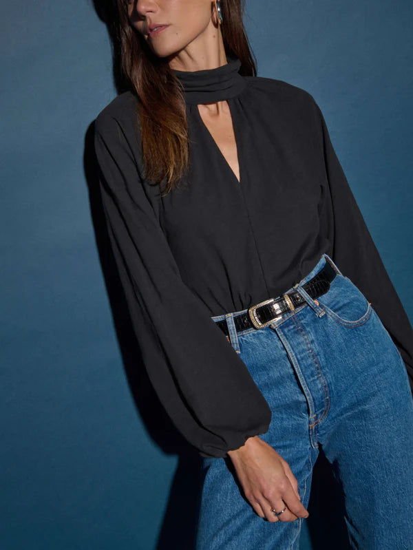 The Jet Black Rosalie Balloon Sleeve Blouse by Nation LTD at Harbour Thread.