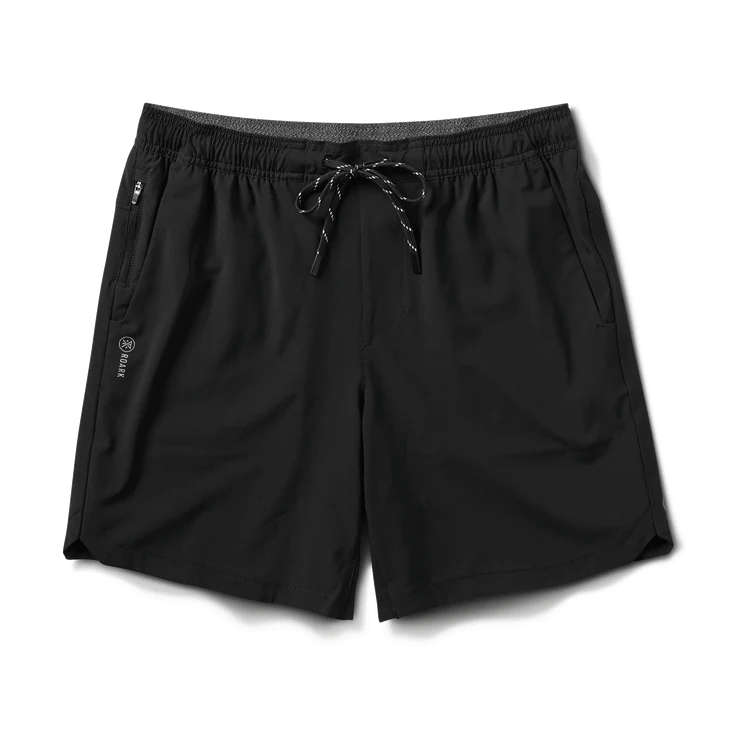 
                      
                        The Roark Serrano 7" Active Stretch Shorts features an elastic waistband with drawstring closure
                      
                    
