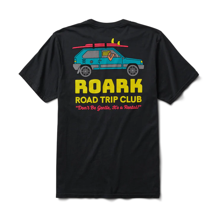 
                      
                        Back graphic detail on the Black Road Trip Club Premium Tee by Roark
                      
                    