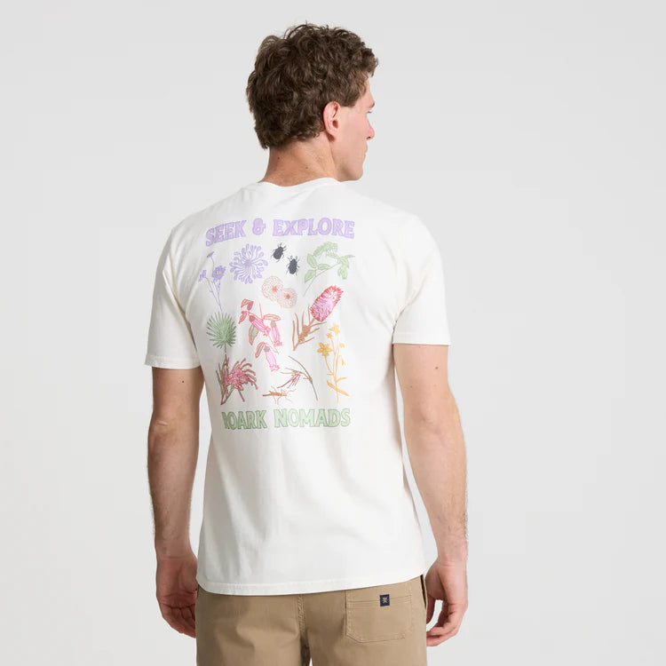 
                      
                        The Roark Seek & Explore Premium Tee at Harbour Thread is crafted from soft, breathable cotton in an off-white hue
                      
                    