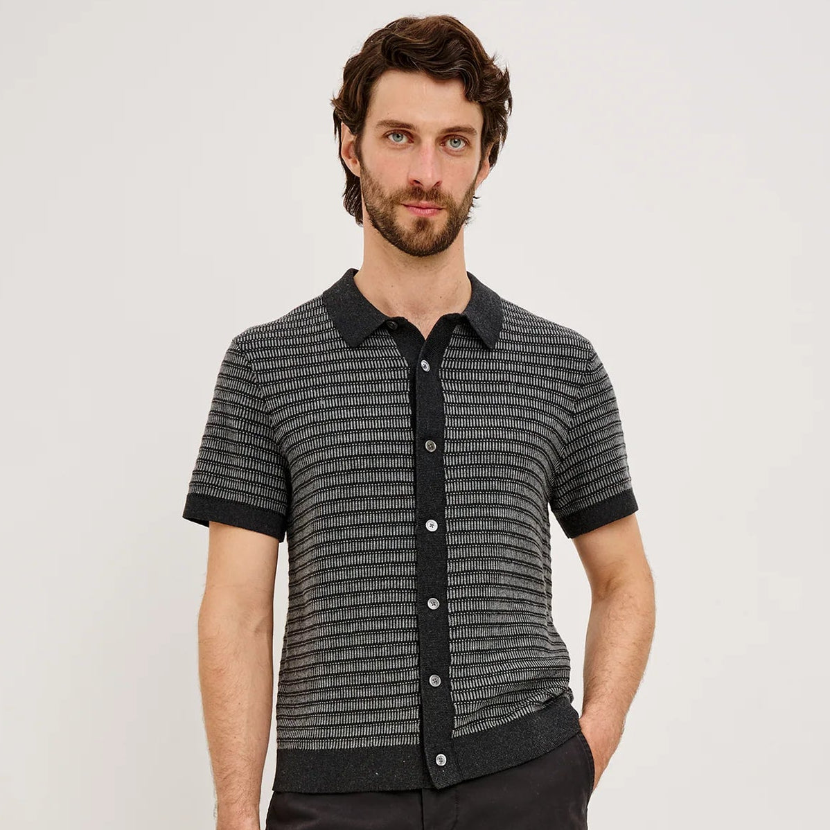 Rails Men's Charcoal Black Stripe Rubin Shirt