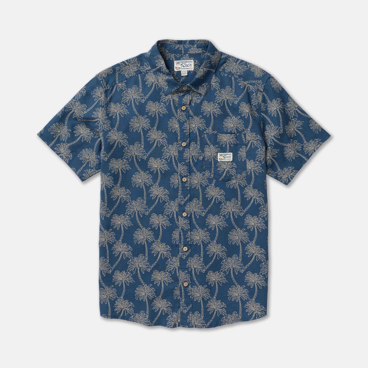 RVCA Exotica Short Sleeve Shirt in Dark Denim