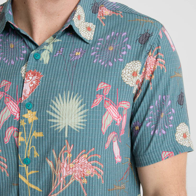 Mixed floral print perforated shirt from Roark