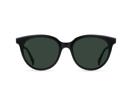 RAEN's Lily Women's Cat-Eye Sunglasses in Crystal Black and Green Polarized