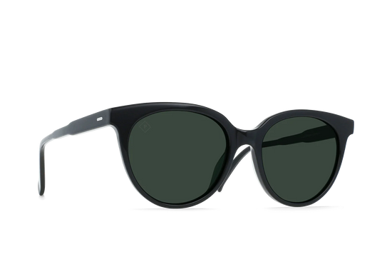 RAEN's Lily Women's Cat-Eye Sunglasses in Crystal Black and Green Polarized