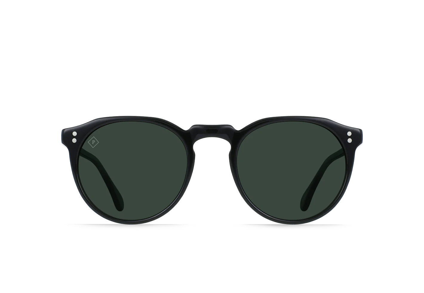 RAEN Remmy Unisex Retro Round Sunglasses - Recycled Black/Green Polarized