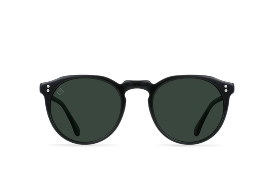 RAEN Remmy Unisex Retro Round Sunglasses - Recycled Black/Green Polarized
