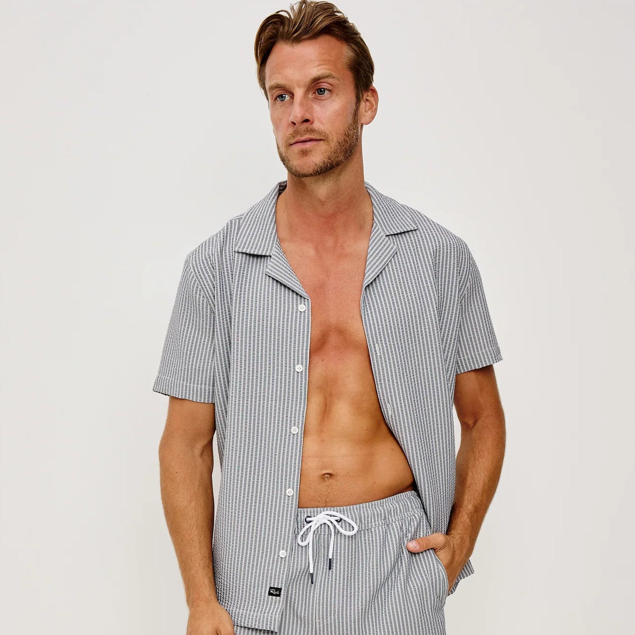 Rails Amalfi Shirt in Navy Deck Stripe, available now at Harbour Thread men's store