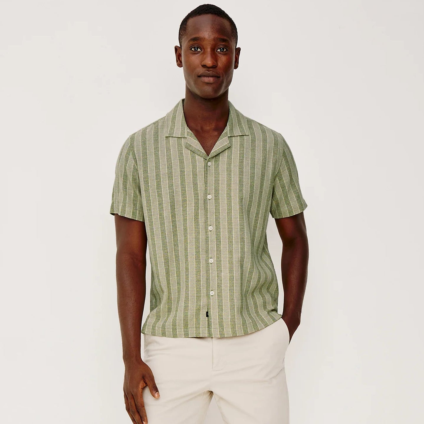 Rails Fielder Shirt in Sage Brush Stripe, available now at Harbour Thread men's store