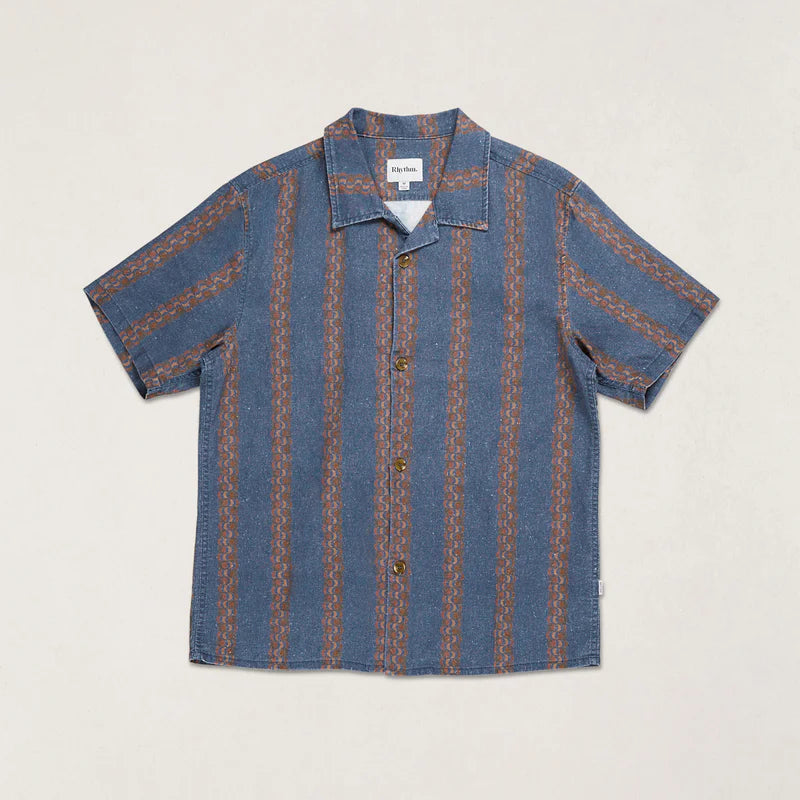 Rhythm Tremolo Short Sleeve Shirt in Blue, now available at Harbour Thread men's store