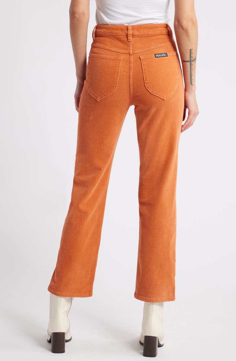 Back view of the Rust Corduroy Original Straight Jeans by Rolla’s