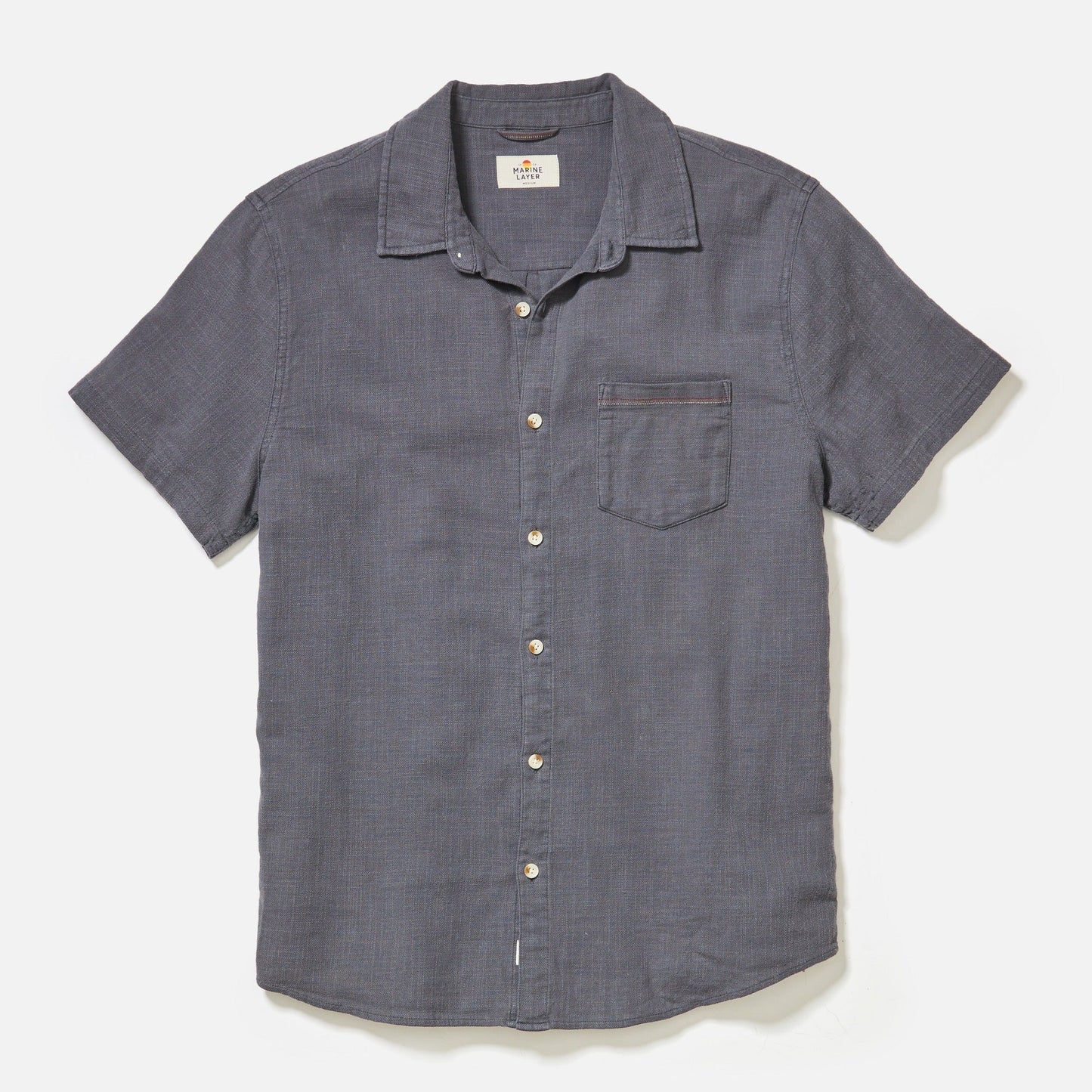 Stretch Selvage Short Sleeve Shirt in India Ink