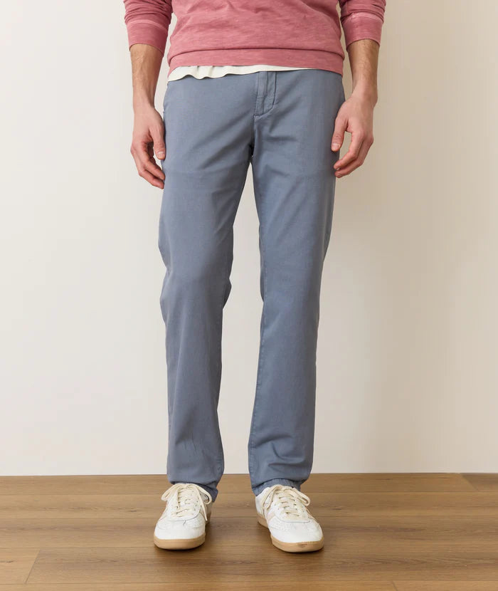Marine Layer's China Blue Saturday Slim Straight Twill Chino pants at Harbour Thread. 