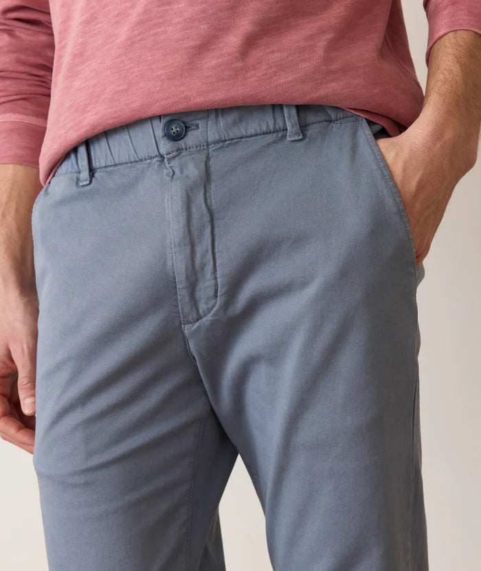 Men's slate blue chinos with elastic waistband