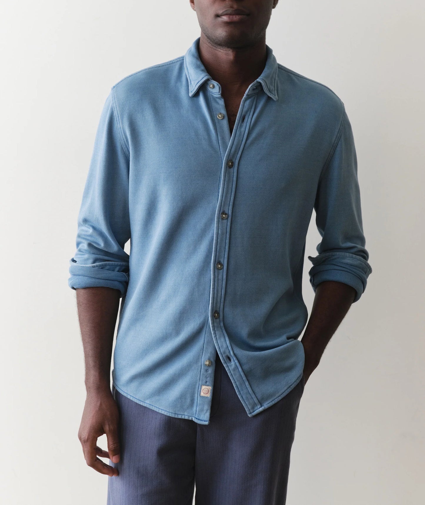 Men's blue button down shirt