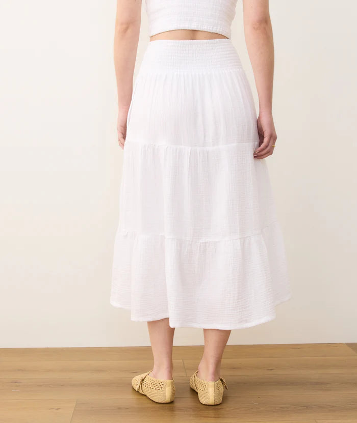 This double cloth tiered maxi skirt from Marine Layer offers endless ways to style