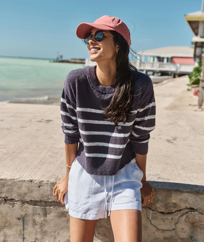 Now at Harbour Thread boutique, the Seabreeze Crewneck from Marine Layer is the perfect beachy sweater with a relaxed fit for cool coastal days. 