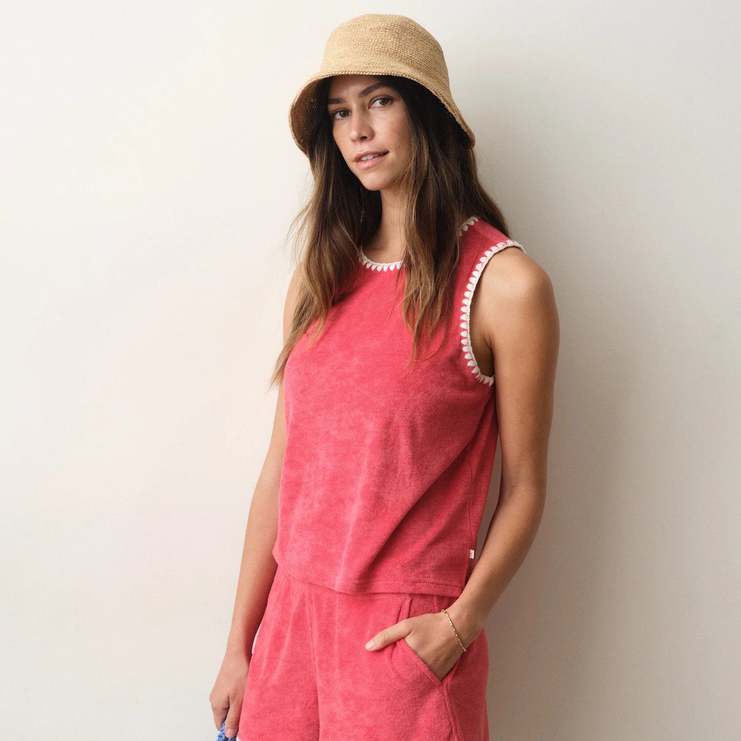 Marine Layer Women's Red Beach Terry Shell Tank