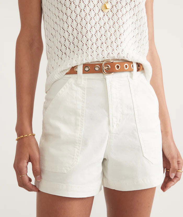 
                      
                        Front view of Marine Layer's Maya Utility Short in the color Antique White
                      
                    