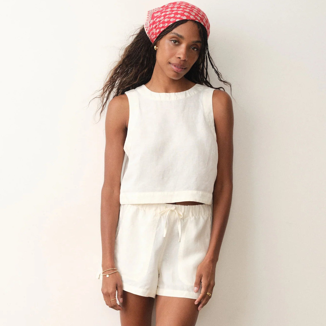 Marine Layer Women's Antique White Linen Drawstring Short