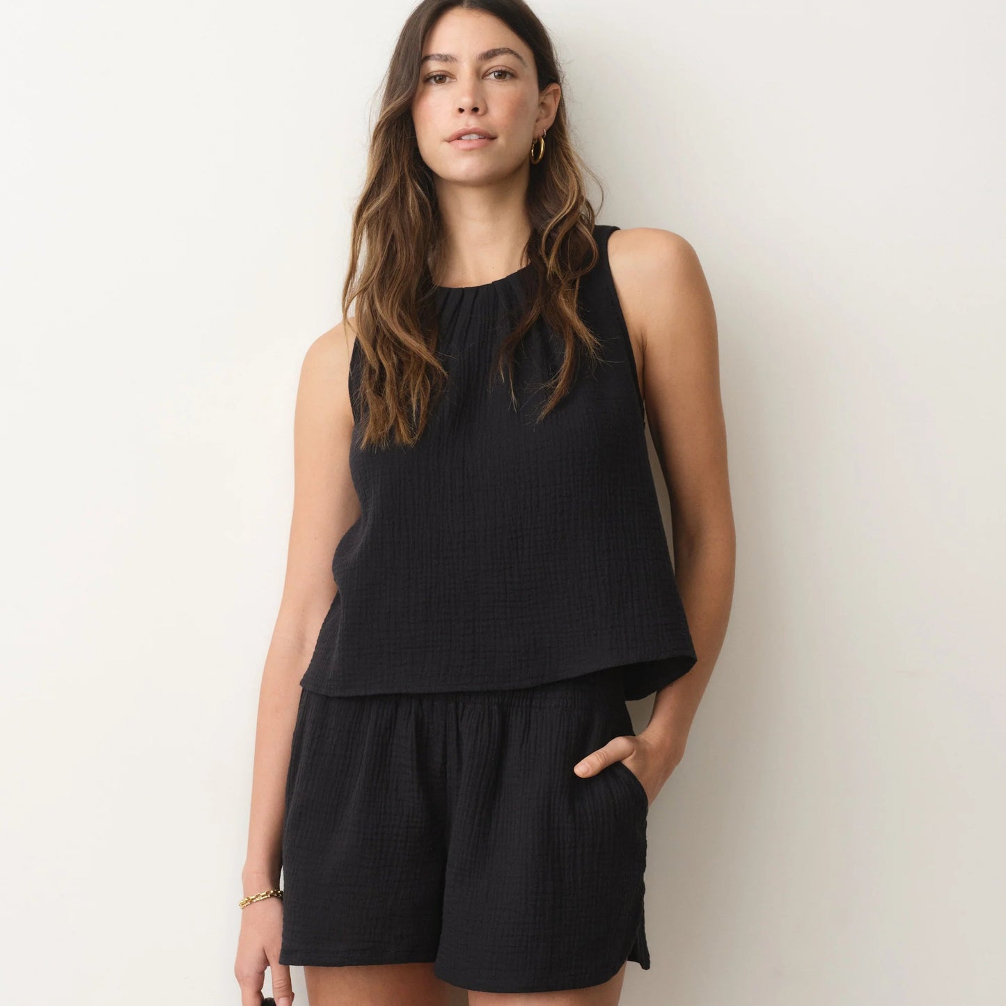 Marine Layer Women's Black Isla Double Cloth Short