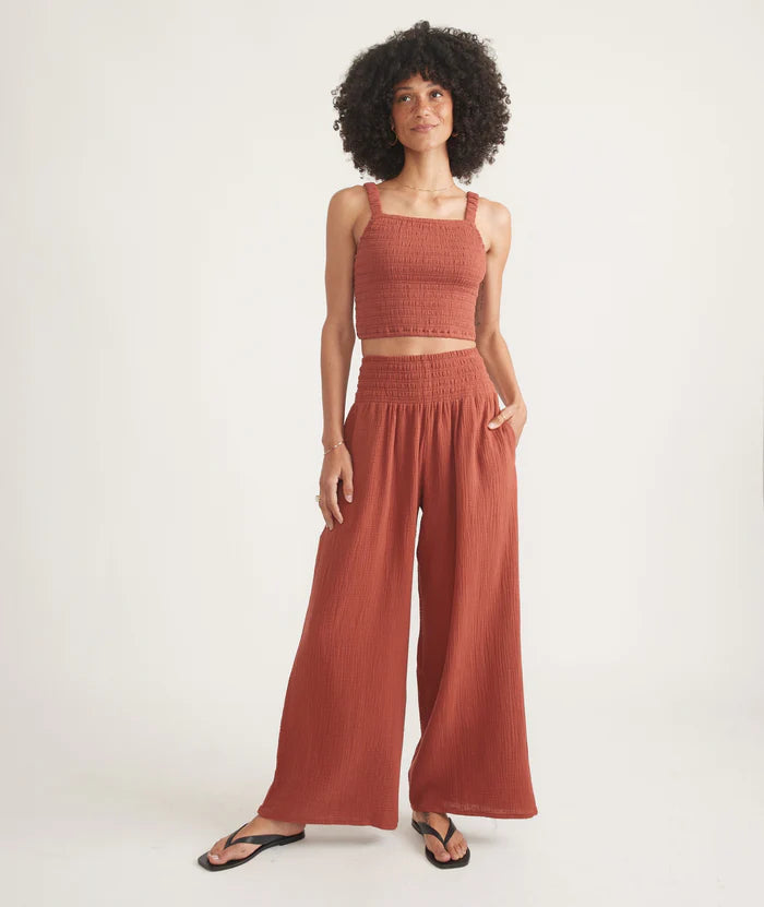 
                      
                        Marine Layer's Sophia Double Cloth Palazzo Pant in the color Rust
                      
                    