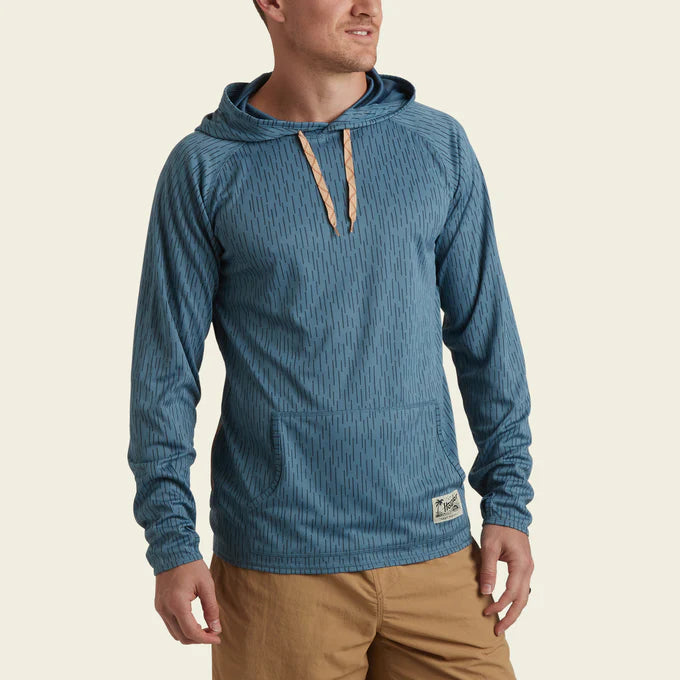 Front view of the Deluge Camo Pacific Blue Loggerhead Hoodie by Howler Brothers