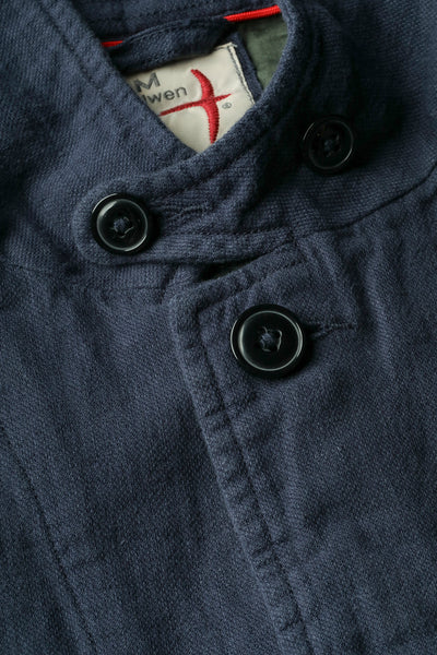 
                      
                        Design detail on Relwen's Tropical Trap Blazer in the color Navy Faded Linen
                      
                    