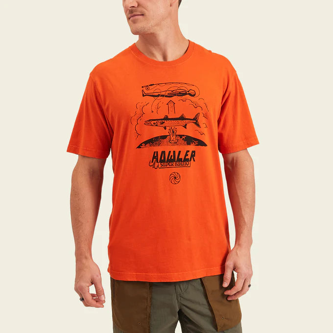 The Howler Bros Astral Order Cotton T-Shirt in the color Orange