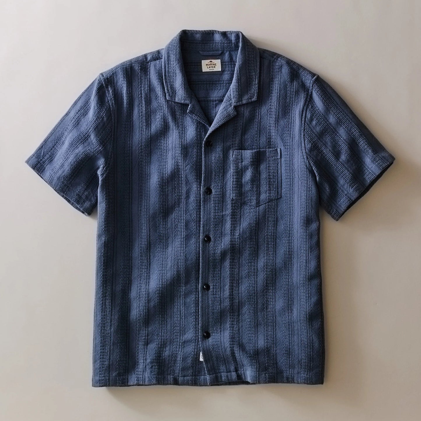 Marine Layer Men's Dobby Resort Shirt in Navy