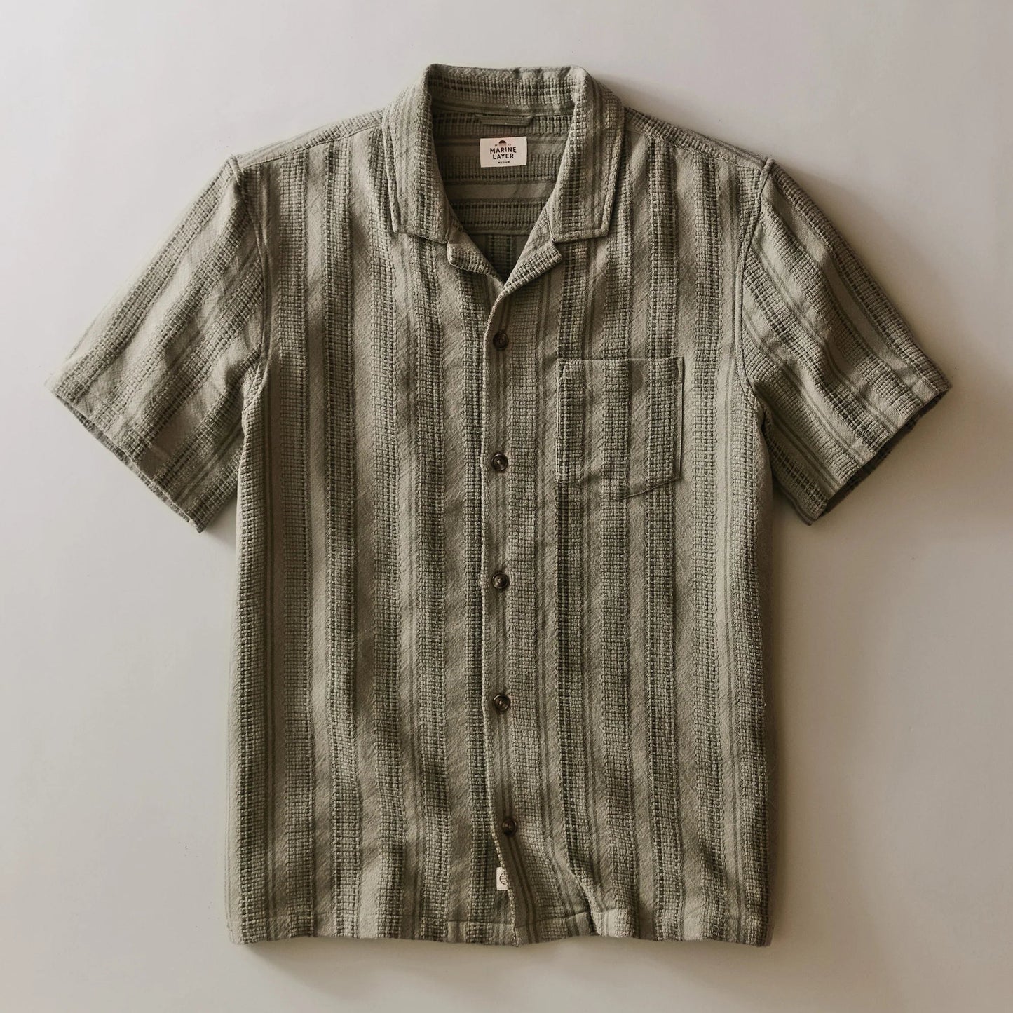Marine Layer Men's Dobby Resort Shirt in Olive