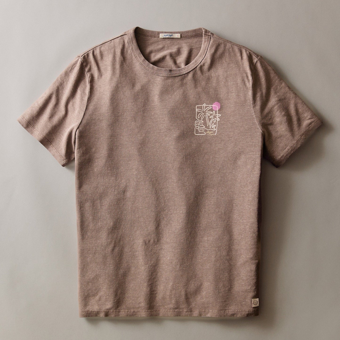 Marine Layer Hemp Cotton Relaxed Graphic Tee in Coffee Quartz