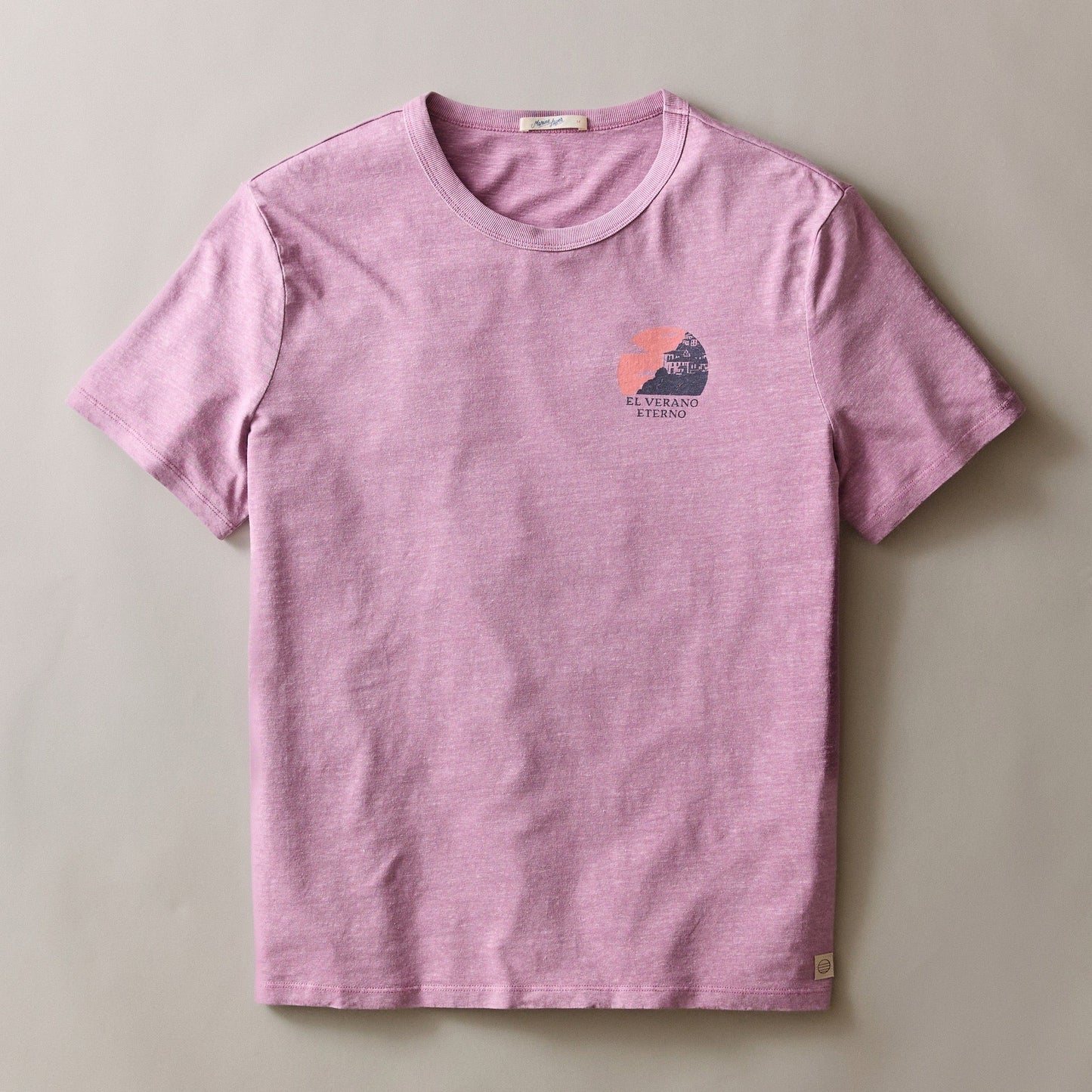 Marine Layer Hemp Cotton Relaxed Graphic Tee in Red Violet