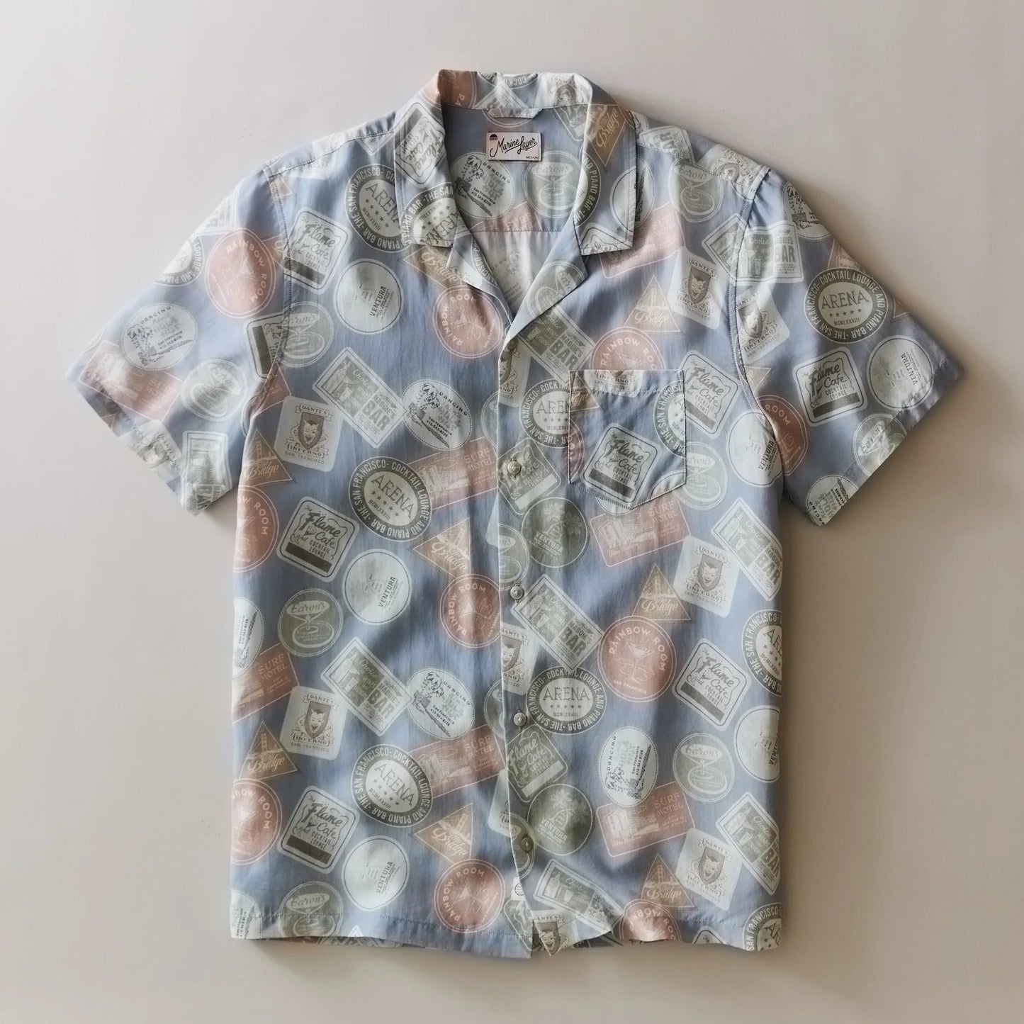 Marine Layer Men's Sam Resort Shirt in Blue Coaster Print