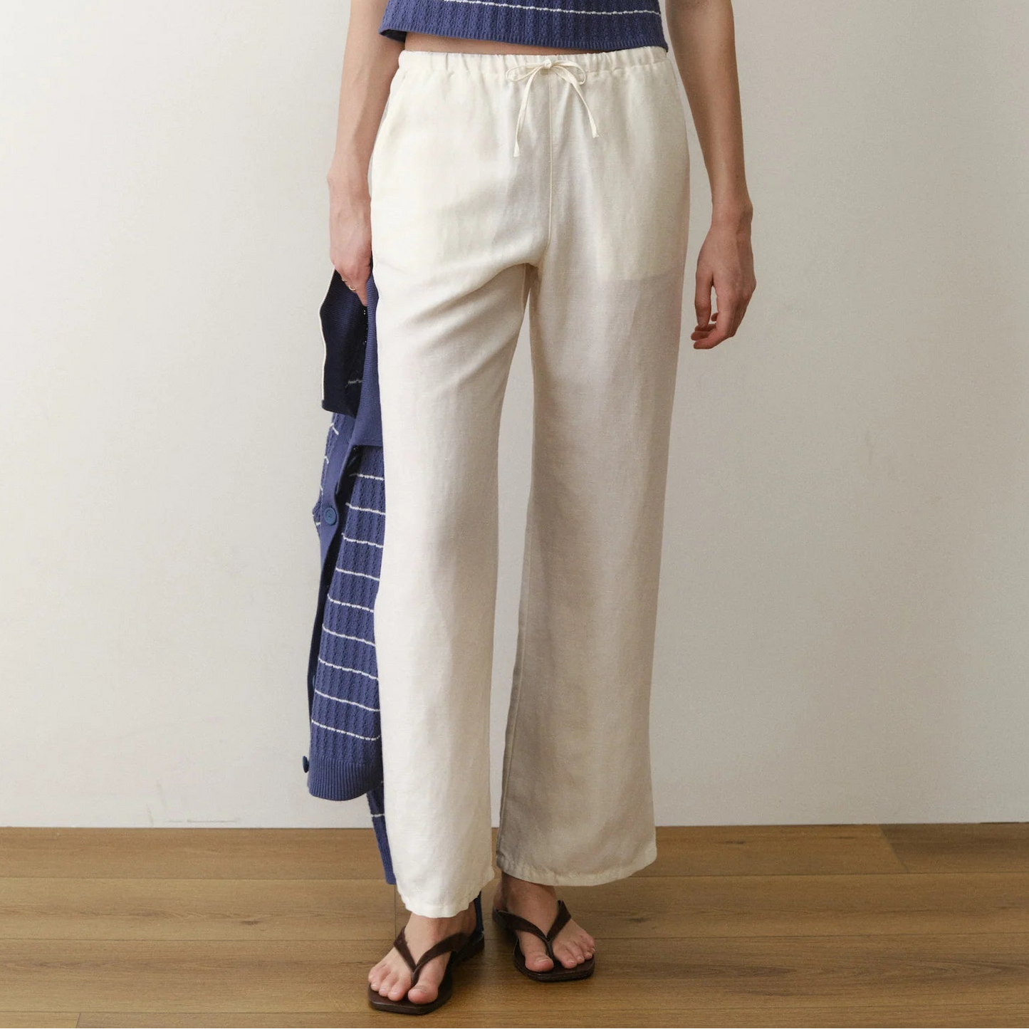 Marine Layer Women's Antique White Linen Drawstring Pant