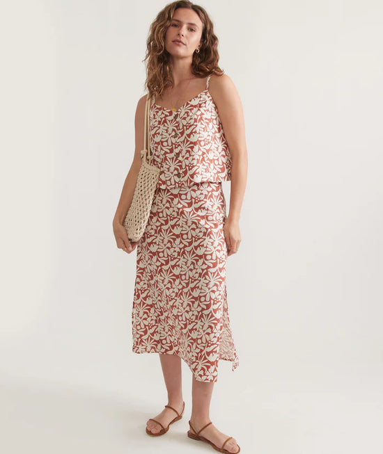 The Auburn Flora Ryan Midi Slip Skirt by Marine Layer