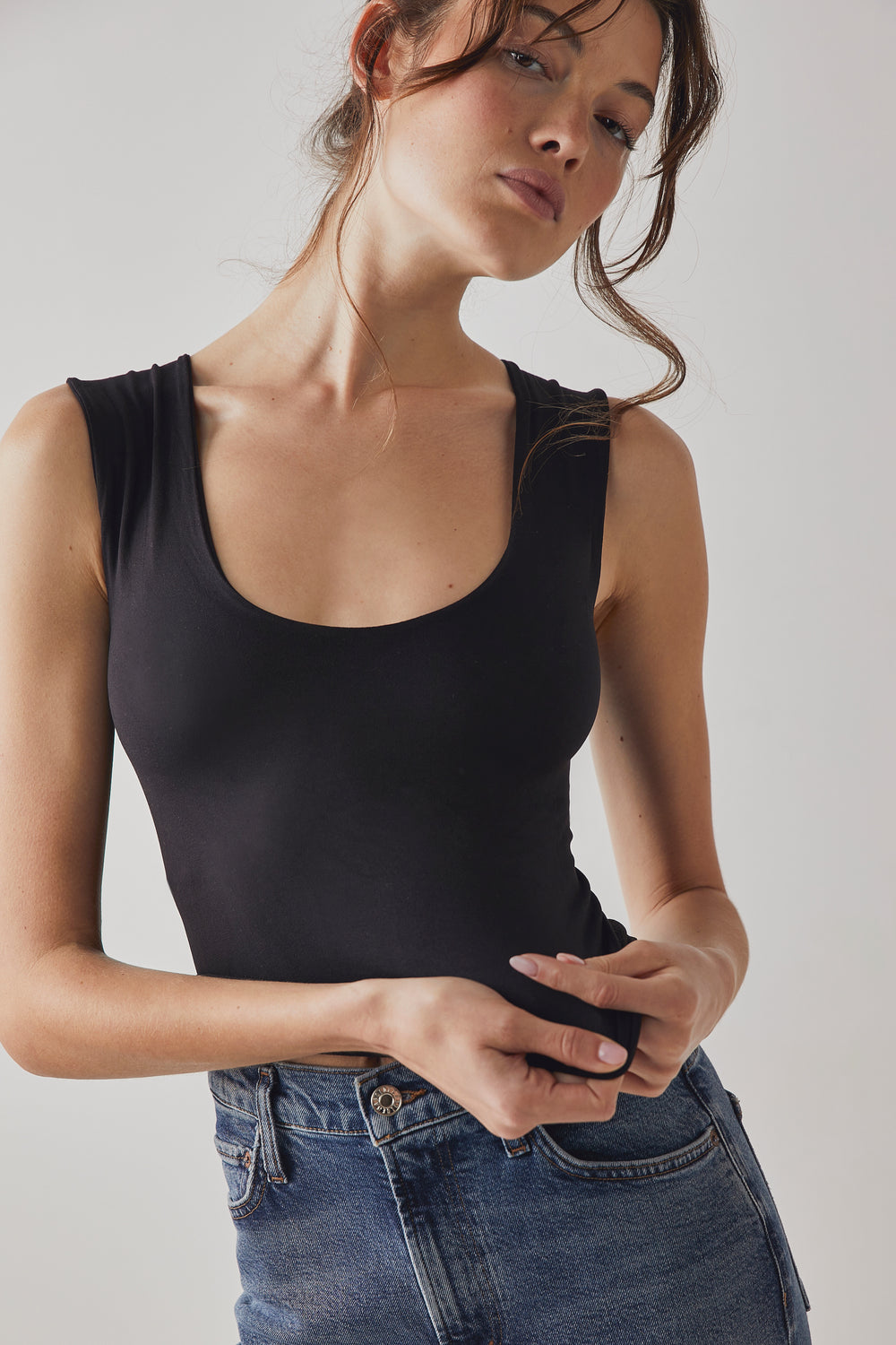 Free People Clean Lines Muscle Cami - Black