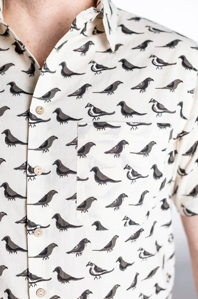 One World Brothers printed button down shirt with birds