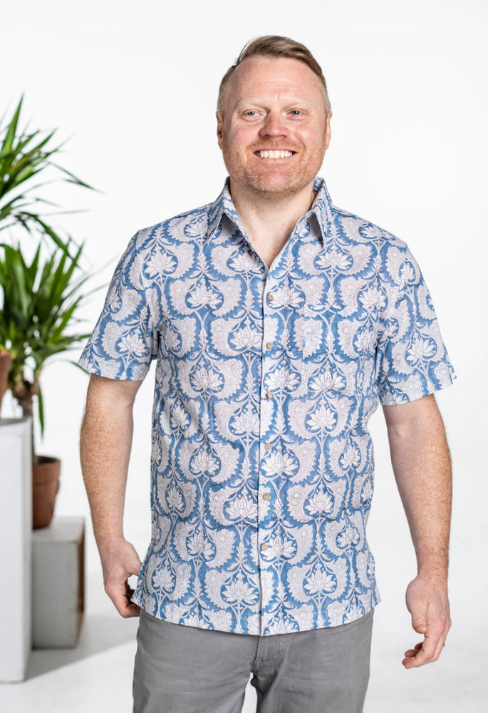 Add some fun to your warm-weather wardrobe with the One World Brothers Blue Lotus Shirt, now at Harbour Thread men's store in Burlington, VT. 