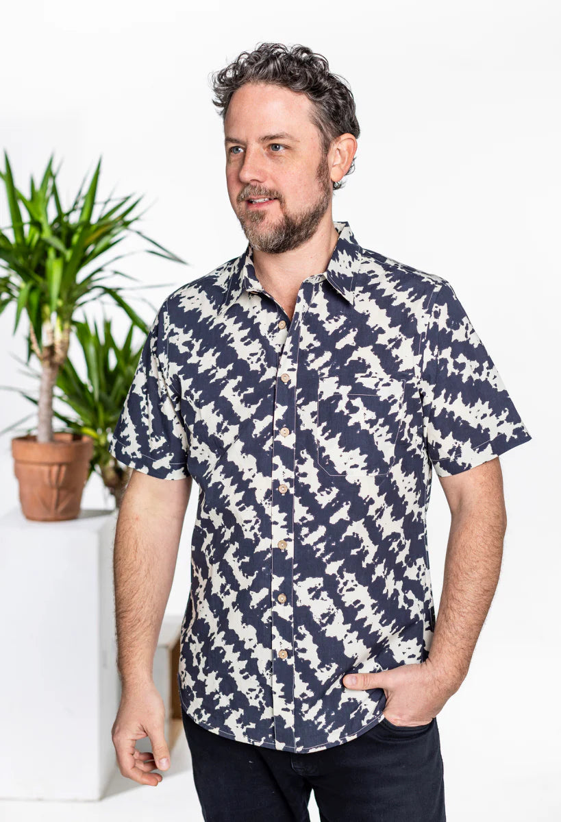 Go bold with your warm-weather wardrobe with the One World Brothers Blender Shirt, now at Harbour Thread men's store in Burlington, VT. 