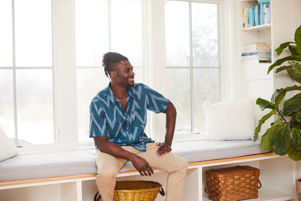 
                      
                        Be cool and casual in the Don't Stop Til The Top Ikat Shirt by One World Brothers, available to shop at Harbour Thread in Burlington, VT. 
                      
                    
