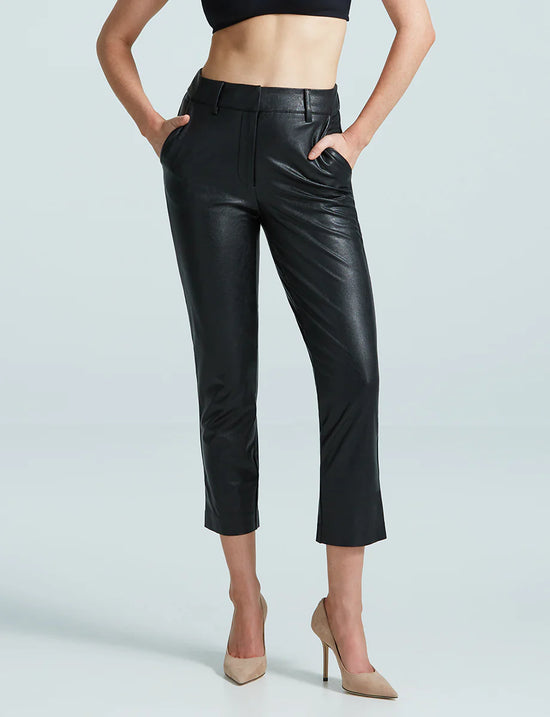 Front view of Commando's Faux Leather 7/8 Trouser in the color Black