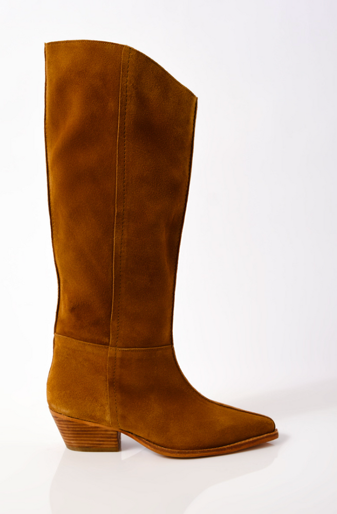 
                      
                        Side view of the Suede Sway Low Slouch Boots by Free People
                      
                    