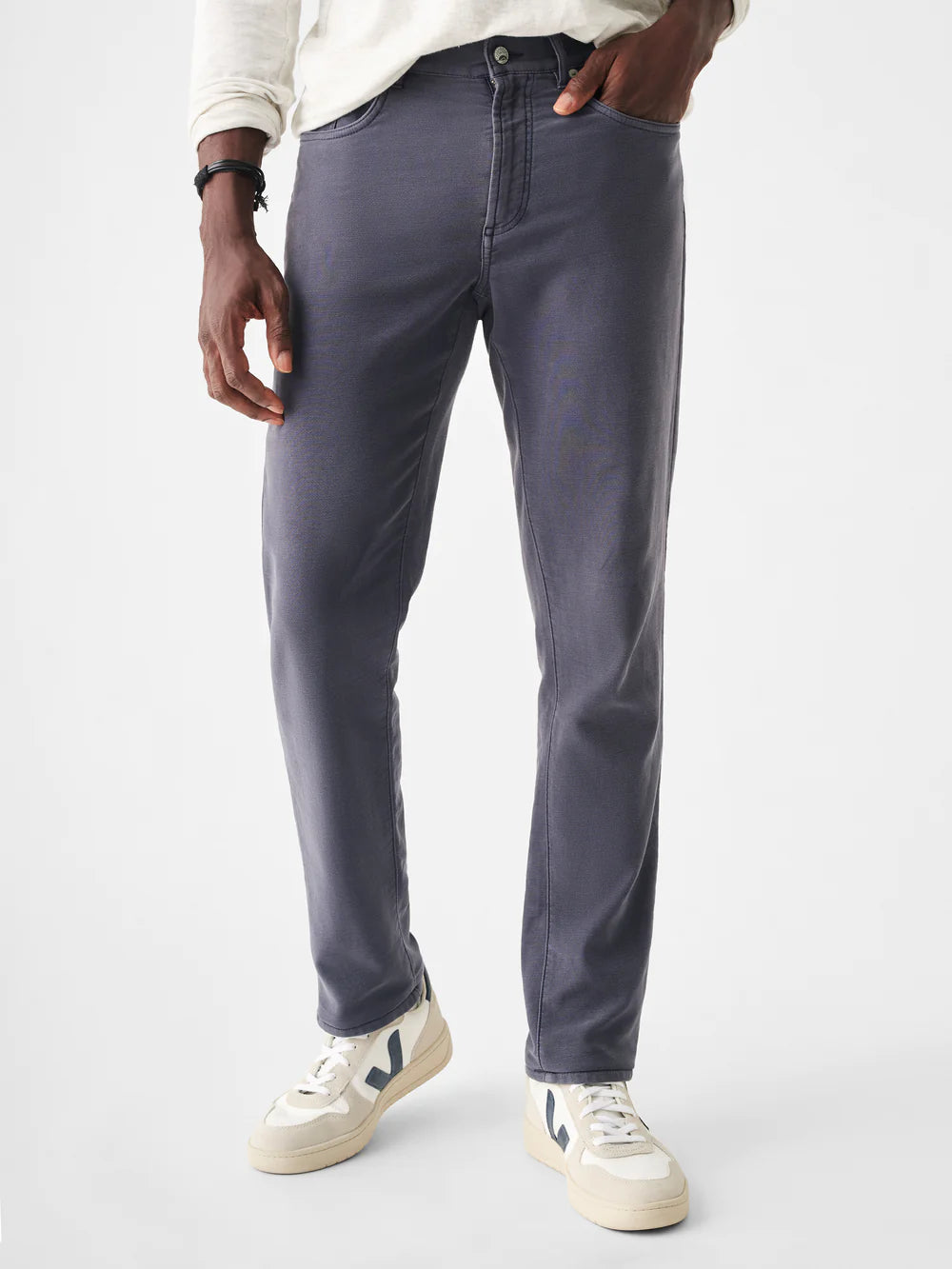 Load image into Gallery viewer, Faherty Stretch Terry 5-Pocket Pant - Navy
