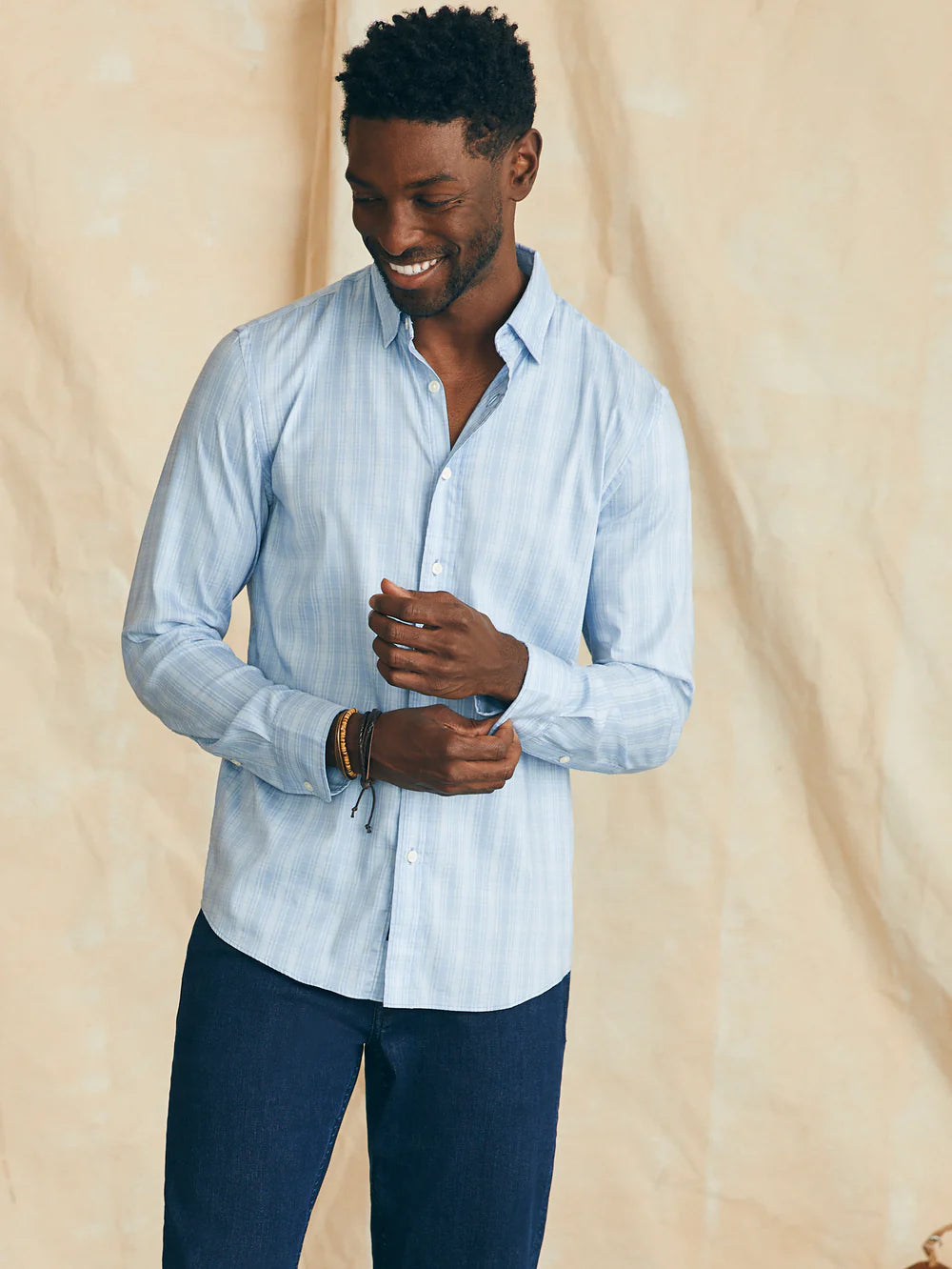 Faherty's The Movement Shirt in the color Ice Falls Plaid