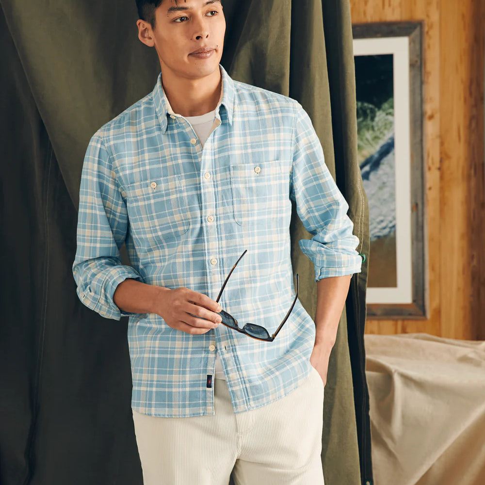 Faherty's Surf Flannel Men's Shirt in the color Seabrooks Sands Plaid