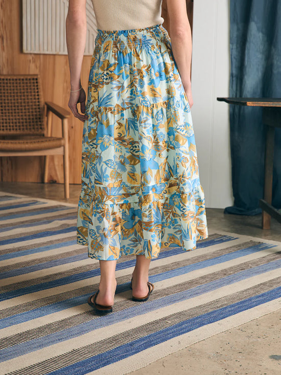 Back view of Faherty's Ivy Skirt in the color Paradise Blossom